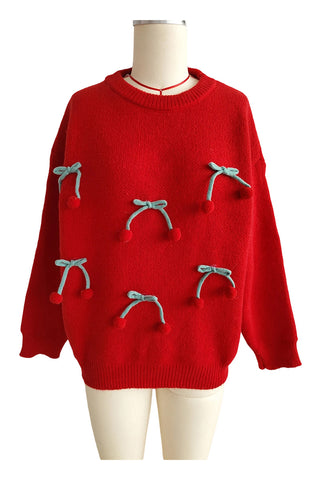 Playful Cherry-Embellished Sweater