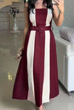 Striped Belted Midi Dress