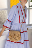 Tiered Casual Dress with Contrast Trim
