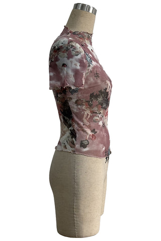 Artistic Print High Neck T-Shirt