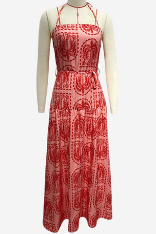Halter-Neck Printed Maxi Dress