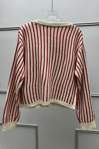 Striped Button-Front Cardigan