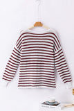Striped Knit Split Hem Sweater