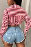 Striped Button-Front Crop Top
