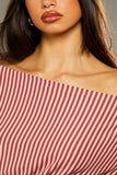 Off-Shoulder Striped T-Shirt