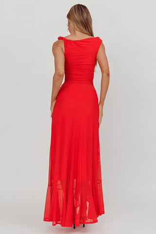 Off-Shoulder Slit Midi Dress