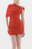 Draped Shoulder Evening Dress