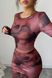 Artistic Print Skirt Set