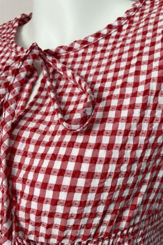 Tie-Front Gingham Casual Dress