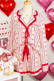 Heart Bow Print Pajama Shorts Set