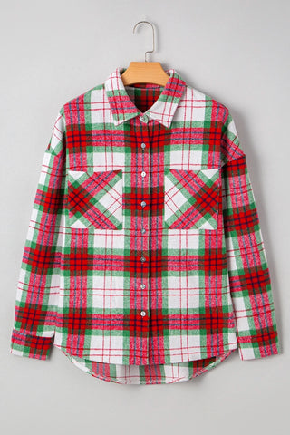 Plaid Button-Up Casual Shacket