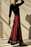 Lace Hem Patchwork  Skirt