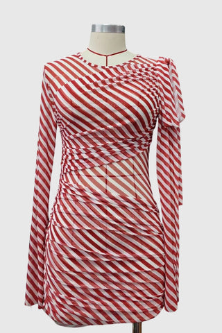 Striped Asymmetrical Vacation Dress