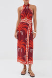 Halter Neck Tropical Midi Dress
