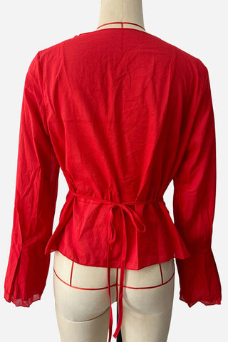 V-Neck Asymmetrical Hem Blouse