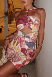 Cutout Halter Tropical Sundress