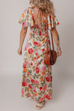 Vintage Floral V Neck Slit Dress