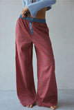 Button-Detail Plaid Casual Pants