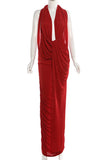Halter Neck Draped Evening Gown