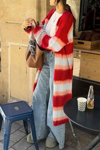 Striped Long Cardigan