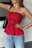Smocked Strapless Peplum Top