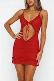 Lace-Trim Cutout Mini Dress