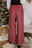 Festive Plaid Wide Leg Pants