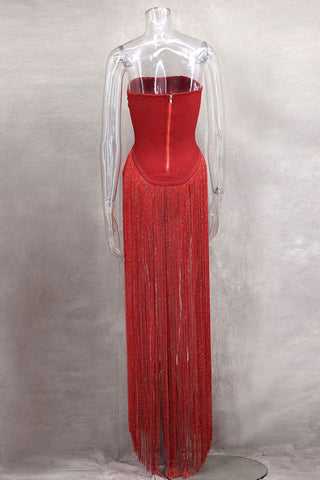 Fringe-Side Evening Dress