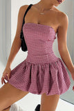 Strapless Gingham Mini Dress