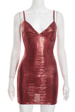 Strappy Croc-Embossed Mini Dress