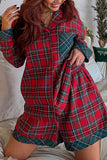 Festive Plaid Patched 2-Piece Pajama Set