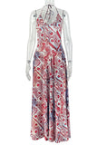 Halter Neck Patterned Maxi Dress