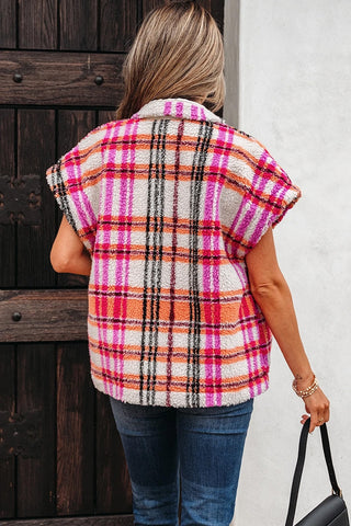 Plaid Sherpa Jacket Vest