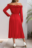 Off-Shoulder Ruffle Midi Dress