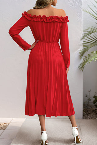 Off-Shoulder Ruffle Midi Dress