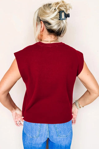 Crew Neck Cap Sleeve Sweater Vest