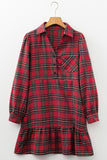 Plaid Ruffle Hem Casual Dress