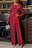 Glittering Long-Sleeve Jumpsuit
