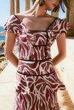 Digital Print Ruffle Backless Dress