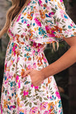 Floral Short Sleeve V Neck Maxi Dress