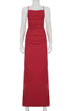 Ruched Spaghetti Strap Evening Dress