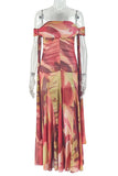 Off-Shoulder Printed Maxi Dress
