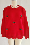 Cherry Embellished Knit Sweater