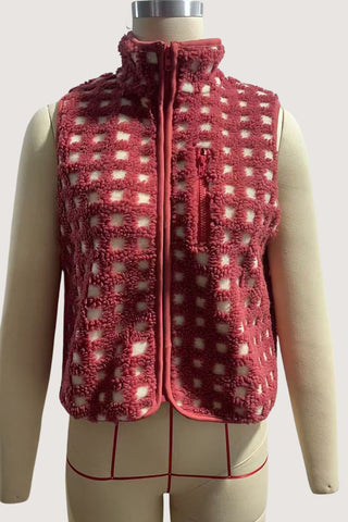 Zip-Front Checkered Vest