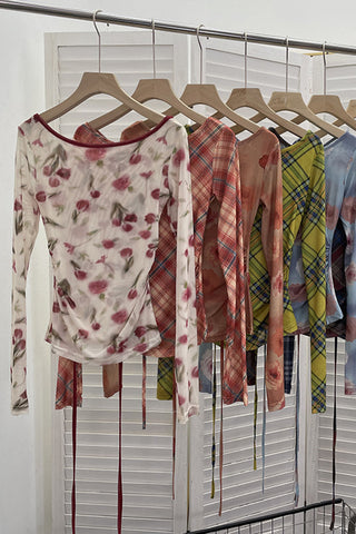 Floral Back-Tie Long Sleeve Top
