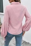 Striped Button-Up Blouse with Flared Sleeves