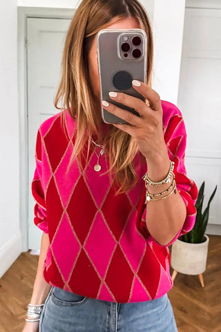 Diamond Pattern Knit Sweater