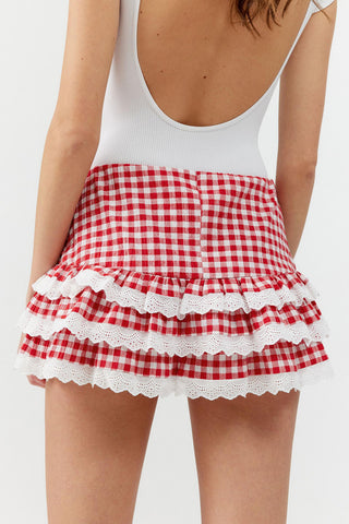 Ruffle Gingham Mini Skirt