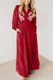 Long Sleeve Patterned Casual Maxi Dress