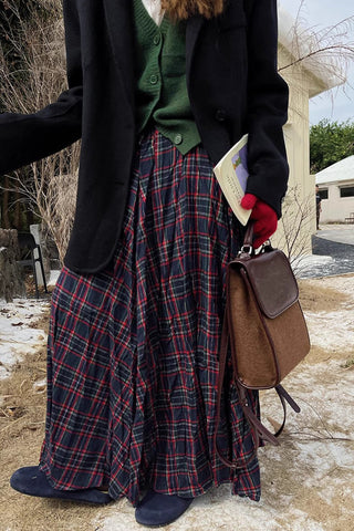 Plaid High-Waist Maxi Skirt